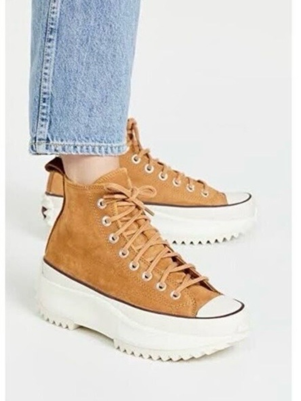 Converse Run Star Hike Hi Wheat Nubuck Leather Platform Sneakers 171666C